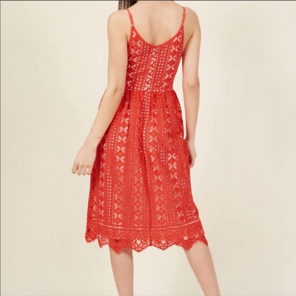 ModCloth Coral “Lend Your Loveliness” Lace Midi Sundress in Coral - Picture 5 of 9